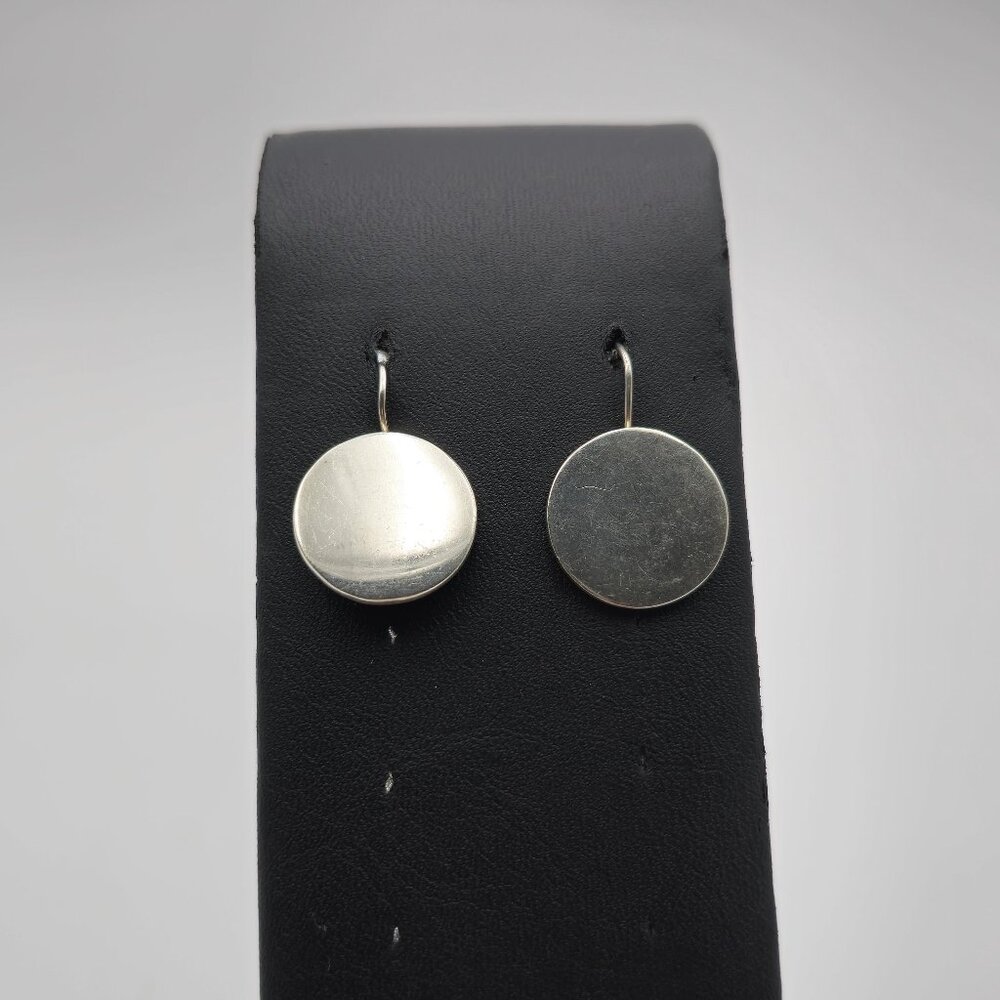 Sterling Silver Heavy Blank Circle Dangle Earrings A3762